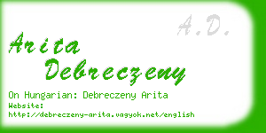 arita debreczeny business card